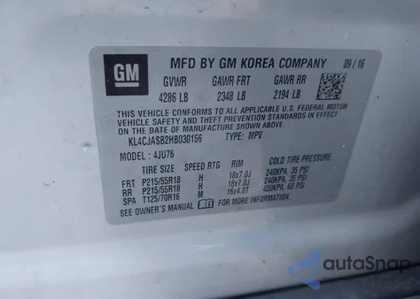 2017 Buick Encore Preferred из США, поврежденный, VIN KL4CJASB2HB030156